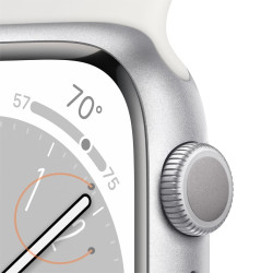 Apple Watch S8 GPS 41mm Silver Aluminium Case with White Sport Band