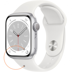 Apple Watch S8 GPS 41mm Silver Aluminium Case with White Sport Band