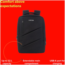 CANYON BPE-5, Laptop backpack for 15.6 inch, Product spec/size