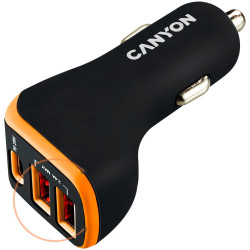 CANYON C-08, Universal 3xUSB car adapter, Input 12V-24V, Output DC USB-A 5V/2.4A